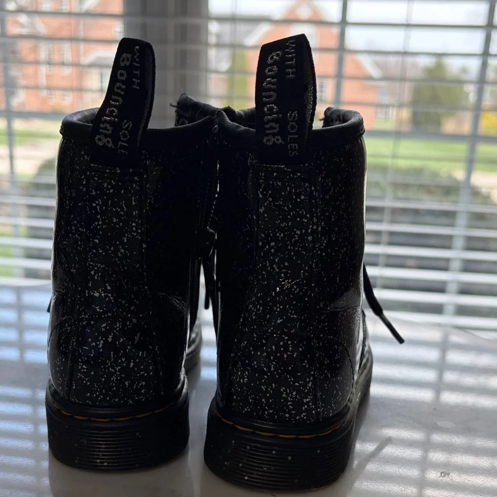 Dr. Martens Black Sparkle Leather Boots - Picture 2 of 8
